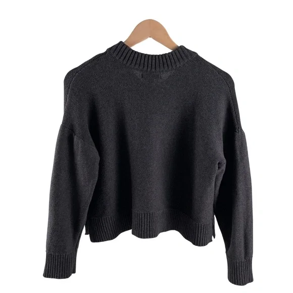 Quince Organic Cotton Navy Cropped Cardigan Button Front Women's S Quiet Luxury - Picture 2 of 7